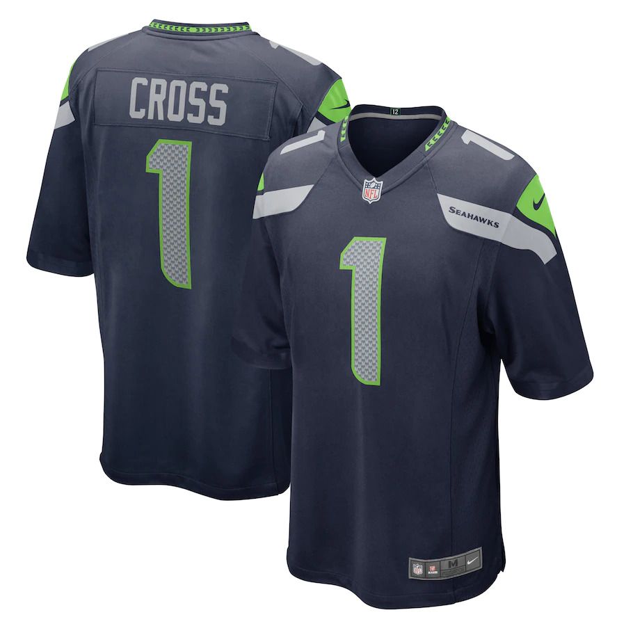 Men Seattle Seahawks #1 Charles Cross Nike College Navy 2022 NFL Draft First Round Pick Game Jersey